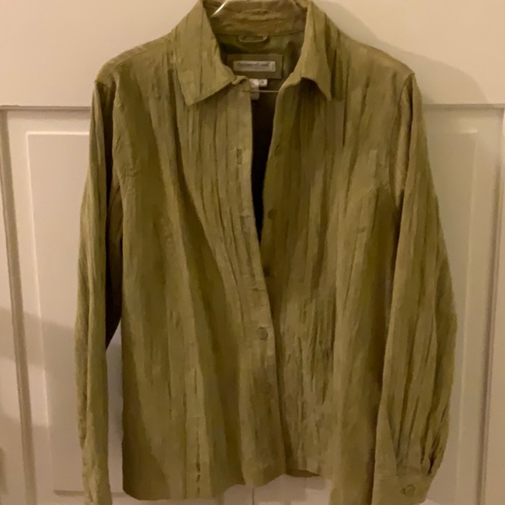 Coldwater Creek Textured Light Green Button Down Jacket, Size M
